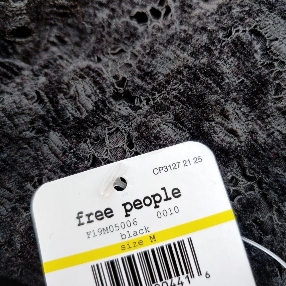 Free People Celine Black Velvet Bralette Top Medium - Picture 3 of 5